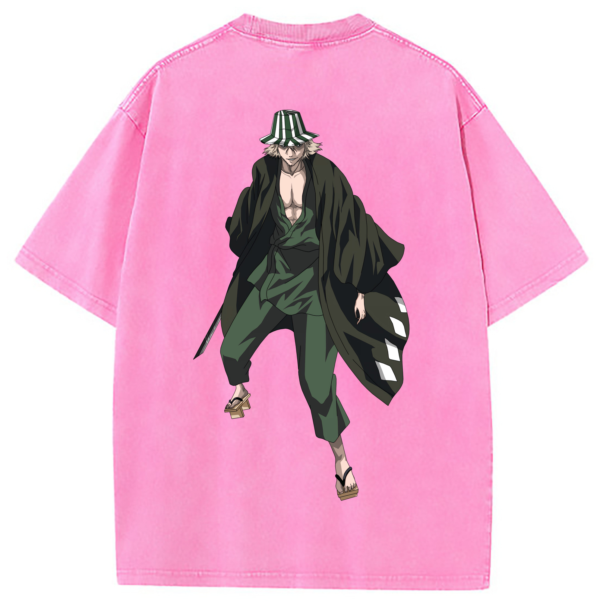 （画像用） "ブリーチ 浦原 喜助（うらはら きすけ） BLEACH Urahara Kisuke " 綿100% ヴィンテージ風 半袖Tシャツ（背面プリント）